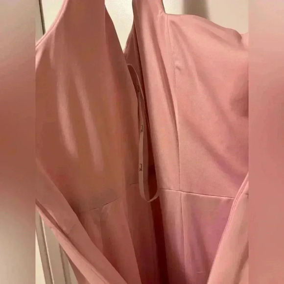 SQUARE NECK CHIFFON MAXI DRESS WITH CIRCLE SKIRT IN ROSE - PANTONE ROSE  QUARTZ - Picture 5 of 12